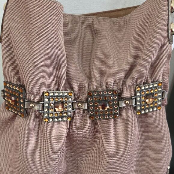 Elegant Tan Women's Bag with Studded Details - Picture 3 of 10